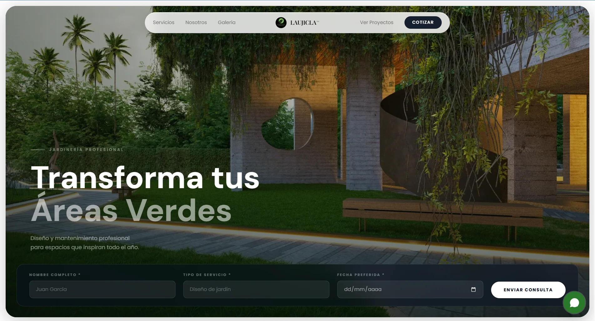 Página web de Lauclija — servicios de jardinería